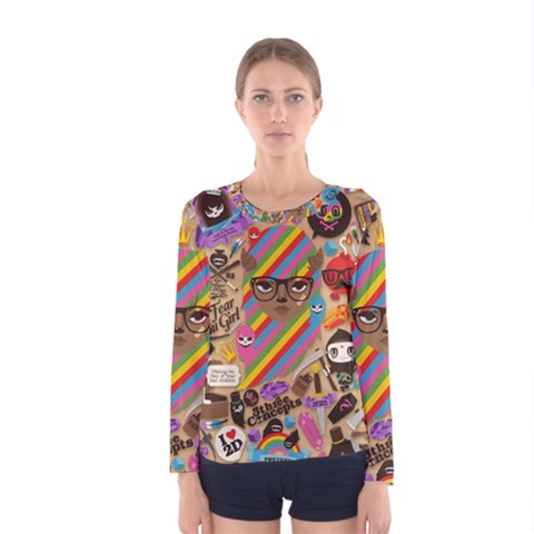 Background Images Colorful Bright Women s Long Sleeve Tee by Simbadda