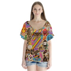 Background Images Colorful Bright Flutter Sleeve Top