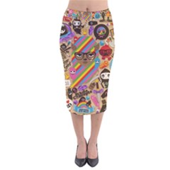 Background Images Colorful Bright Velvet Midi Pencil Skirt