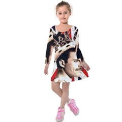 Freddie Mercury Kids  Long Sleeve Velvet Dress by Valentinaart