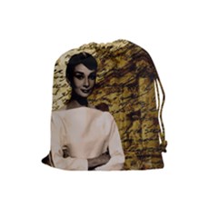 Audrey Hepburn Drawstring Pouches (large)  by Valentinaart