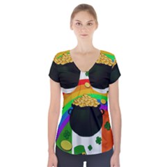 Pot Of Gold Short Sleeve Front Detail Top by Valentinaart