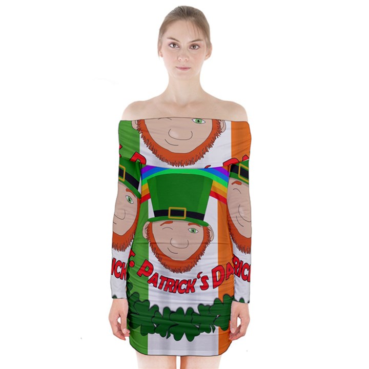 St. Patricks day  Long Sleeve Off Shoulder Dress