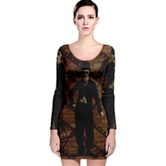 Charlie Chaplin  Long Sleeve Velvet Bodycon Dress