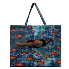 Urban Swimmers   Zipper Large Tote Bag by Valentinaart