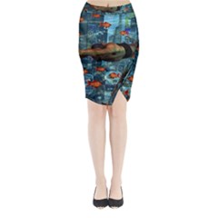 Urban Swimmers   Midi Wrap Pencil Skirt by Valentinaart