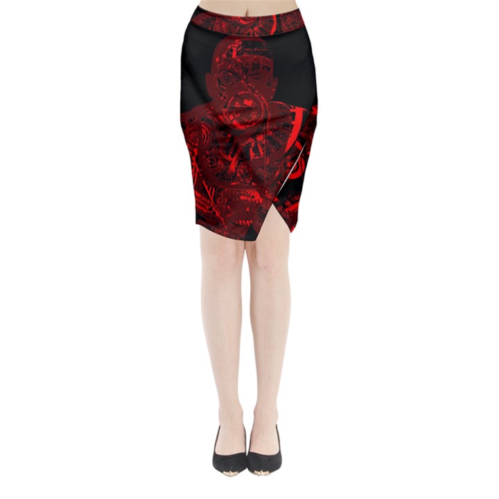 Warrior - red Midi Wrap Pencil Skirt