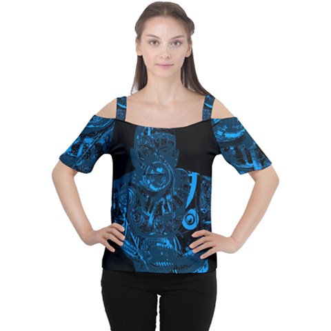 Warrior - Blue Women s Cutout Shoulder Tee by Valentinaart