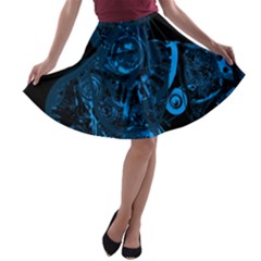 Warrior - Blue A-line Skater Skirt