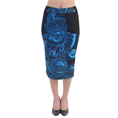 Warrior - Blue Velvet Midi Pencil Skirt by Valentinaart