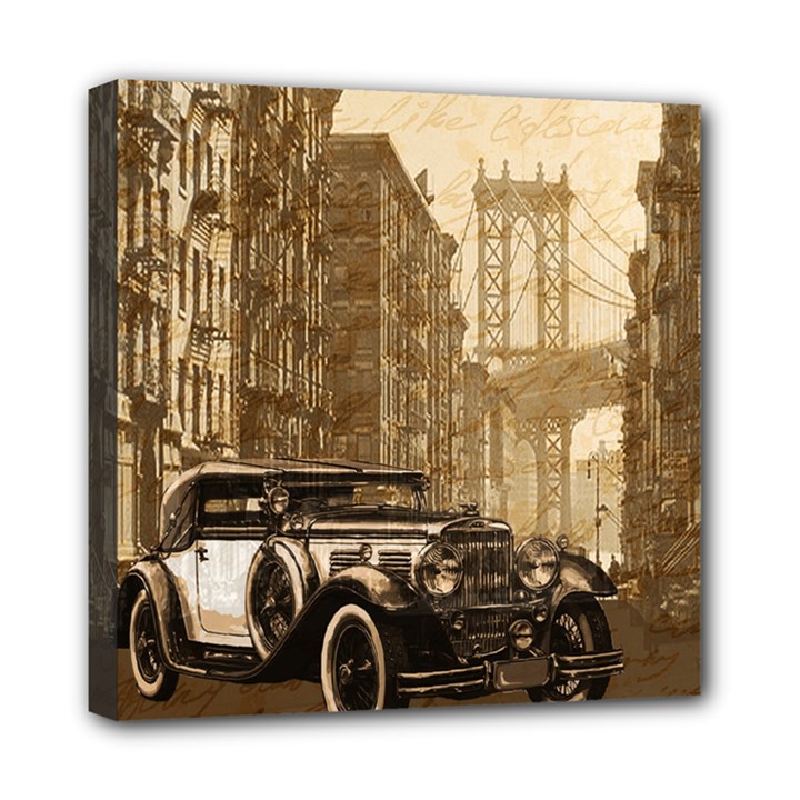 Vintage Old car Mini Canvas 8  x 8 