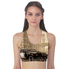 Vintage Old Car Sports Bra by Valentinaart