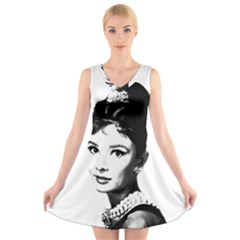 Audrey Hepburn V-neck Sleeveless Skater Dress by Valentinaart