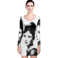 Audrey Hepburn Long Sleeve Velvet Bodycon Dress