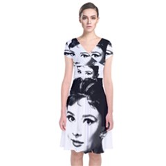 Audrey Hepburn Short Sleeve Front Wrap Dress