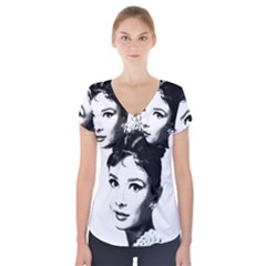 Audrey Hepburn Short Sleeve Front Detail Top