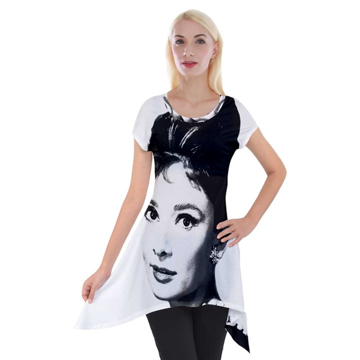 Audrey Hepburn Short Sleeve Side Drop Tunic