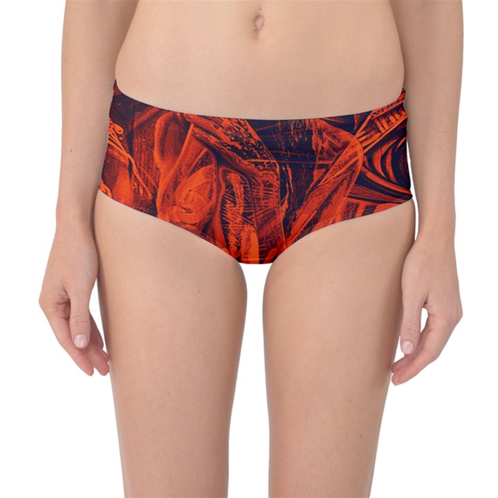 Red girl Mid-Waist Bikini Bottoms