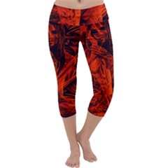 Red Girl Capri Yoga Leggings by Valentinaart