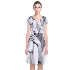 Stone Girl Short Sleeve Front Wrap Dress