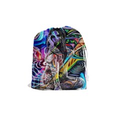 Graffiti Girl Drawstring Pouches (medium)  by Valentinaart