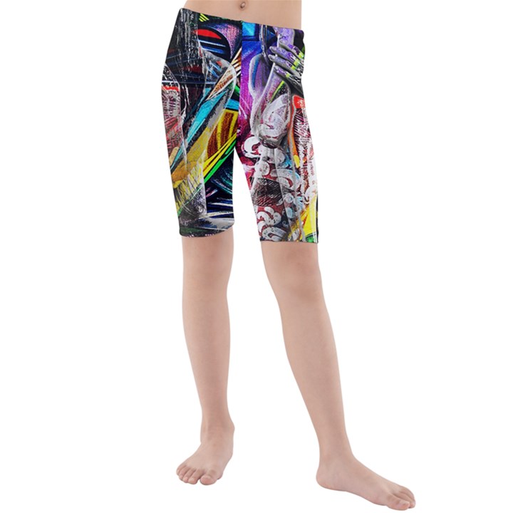 Graffiti girl Kids  Mid Length Swim Shorts