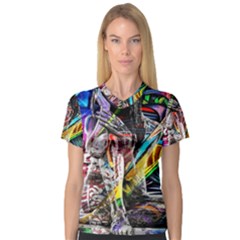 Graffiti Girl Women s V-neck Sport Mesh Tee