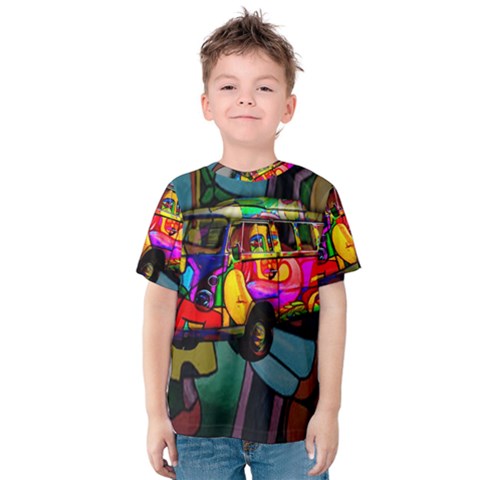 Hippie Van  Kids  Cotton Tee by Valentinaart