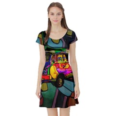 Hippie Van  Short Sleeve Skater Dress by Valentinaart