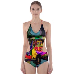 Hippie Van  Cut-out One Piece Swimsuit by Valentinaart