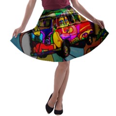 Hippie Van  A-line Skater Skirt by Valentinaart