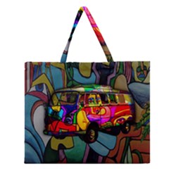 Hippie Van  Zipper Large Tote Bag