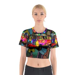 Hippie Van  Cotton Crop Top by Valentinaart