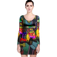 Hippie Van  Long Sleeve Velvet Bodycon Dress