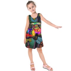 Hippie Van  Kids  Sleeveless Dress by Valentinaart