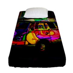 Hippie Van  Fitted Sheet (single Size) by Valentinaart