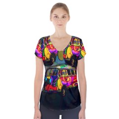 Hippie Van  Short Sleeve Front Detail Top by Valentinaart