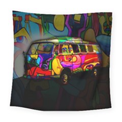 Hippie Van  Square Tapestry (large) by Valentinaart