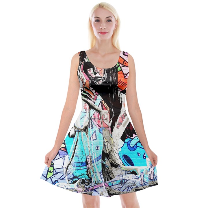 Graffiti angel Reversible Velvet Sleeveless Dress