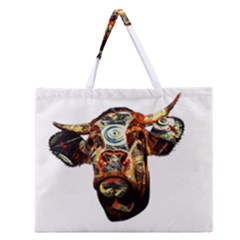 Artistic Cow Zipper Large Tote Bag by Valentinaart