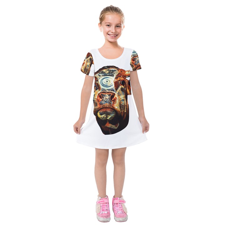 Artistic Cow Kids  Short Sleeve Velvet Dress