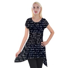 Handwriting  Short Sleeve Side Drop Tunic by Valentinaart