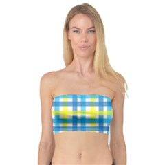 Gingham Plaid Yellow Aqua Blue Bandeau Top by Simbadda