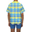 Gingham Plaid Yellow Aqua Blue Kids  Short Sleeve Swimwear View2