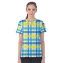 Gingham Plaid Yellow Aqua Blue Women s Cotton Tee View1