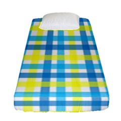 Gingham Plaid Yellow Aqua Blue Fitted Sheet (single Size) by Simbadda