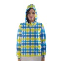 Gingham Plaid Yellow Aqua Blue Hooded Wind Breaker (Women) View1