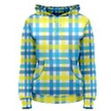 Gingham Plaid Yellow Aqua Blue Women s Pullover Hoodie View1