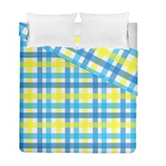 Gingham Plaid Yellow Aqua Blue Duvet Cover Double Side (full/ Double Size) by Simbadda