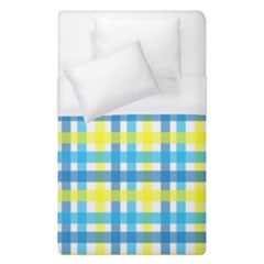 Gingham Plaid Yellow Aqua Blue Duvet Cover (single Size) by Simbadda